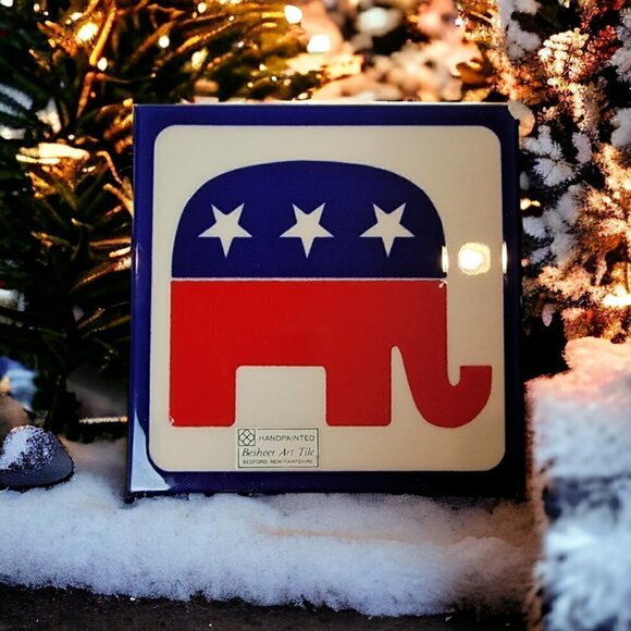 REPUBLICAN ELEPHANT TILE - BESHEER ART TILE - Choose your side, Show your Pride - Picture 1 of 5